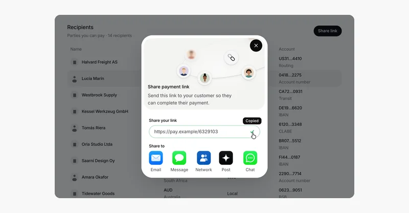 Preview of Payment link share