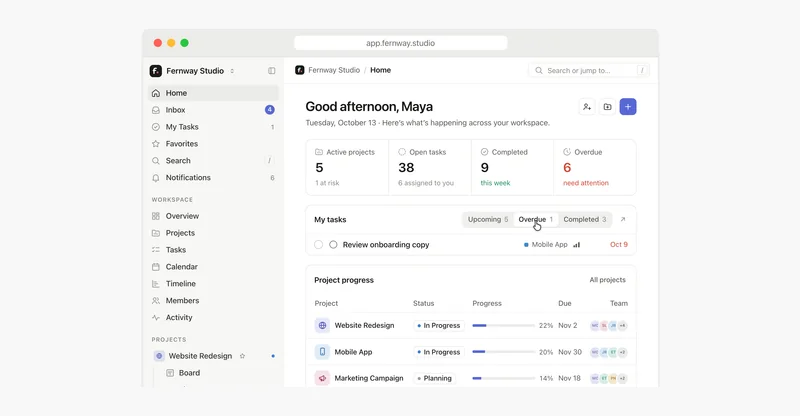 Preview of Workspace home