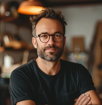 Photo taken at clock-in: a different man, with glasses and a beard